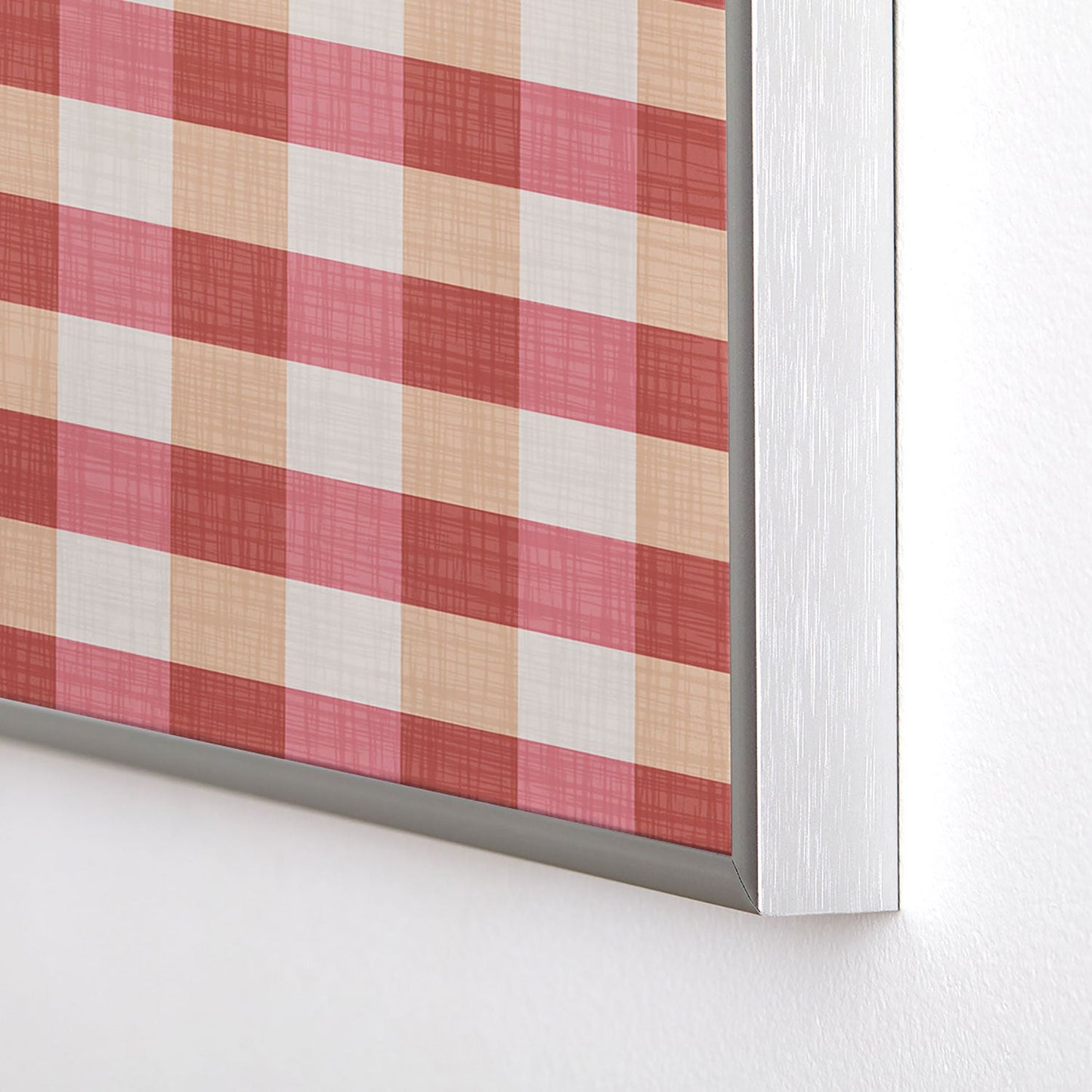 Avenie Cozy Gingham Square Metal Framed Art Print