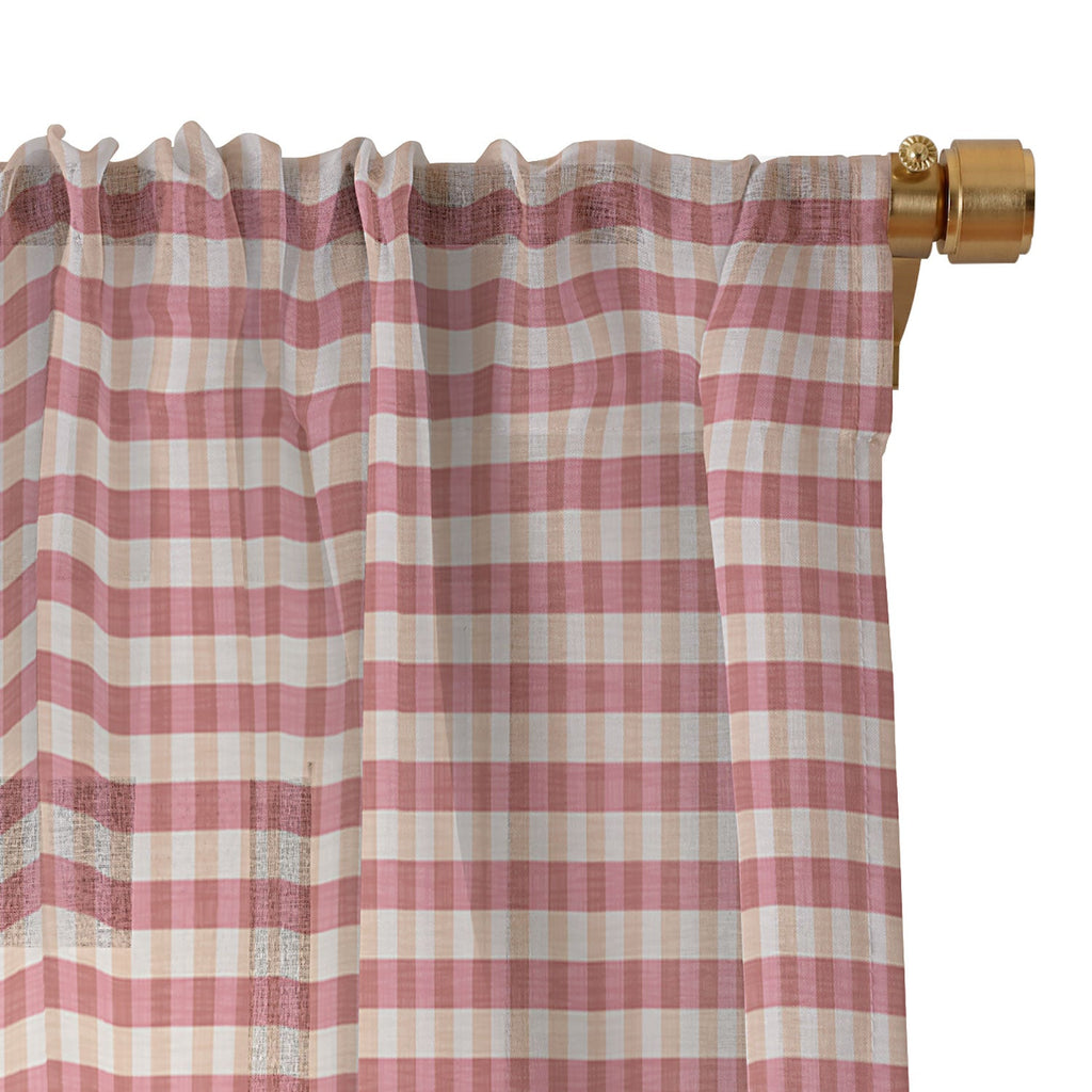 Avenie Cozy Gingham Sheer Window Curtain