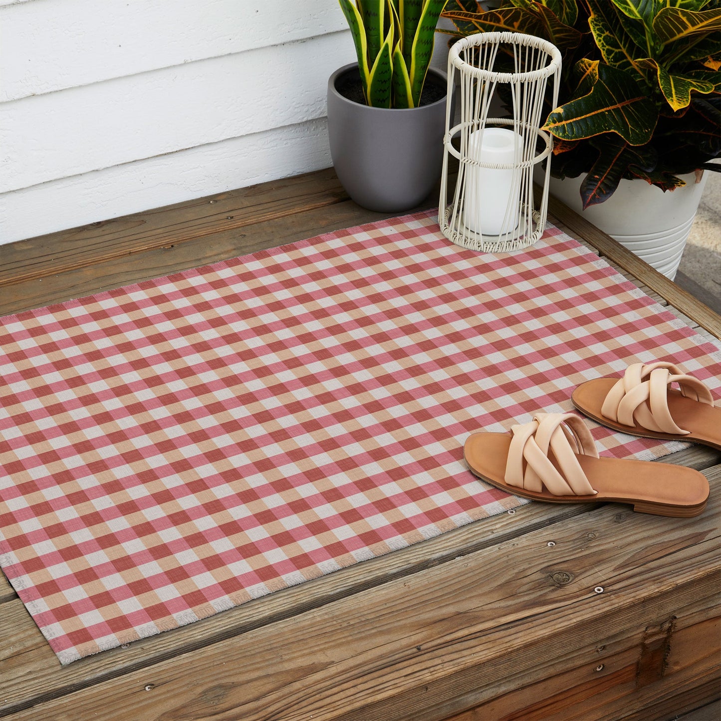 Avenie Cozy Gingham Outdoor Rug