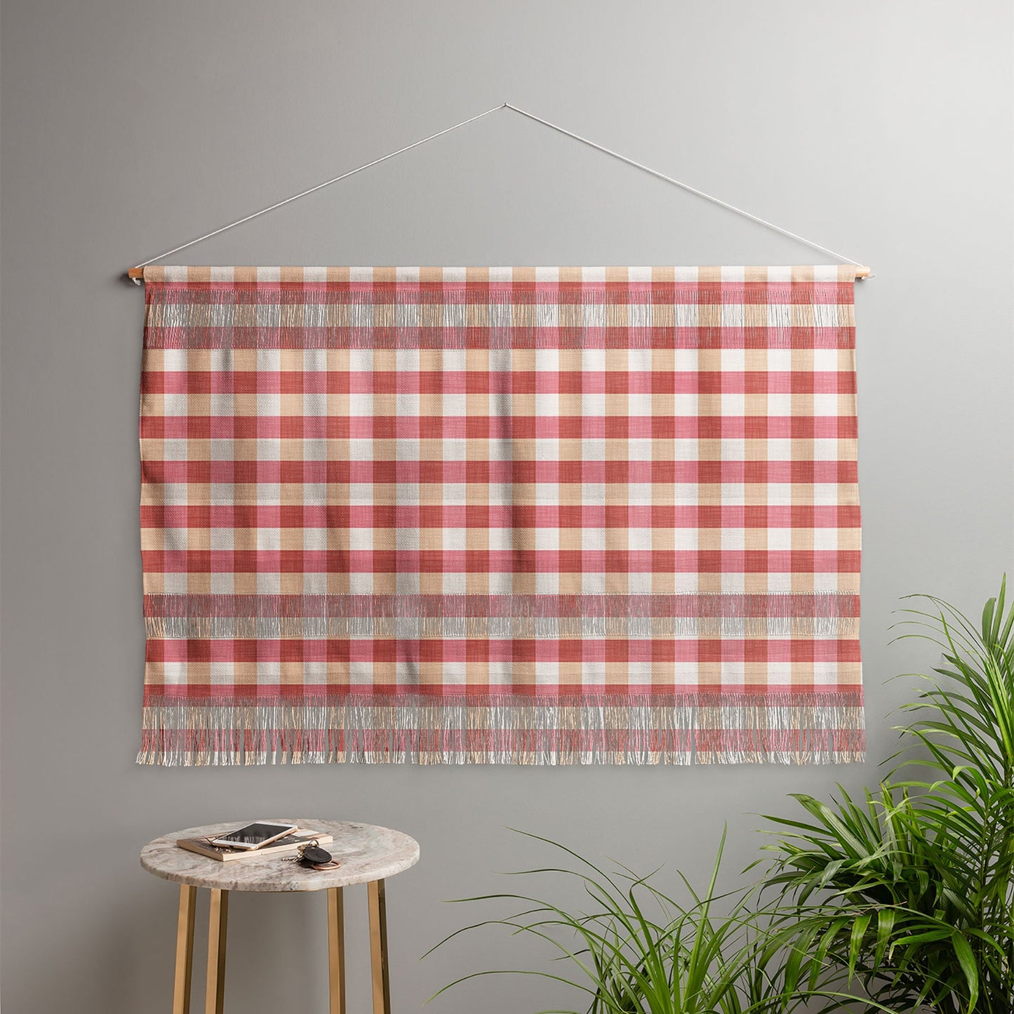 Avenie Cozy Gingham Wall Hanging Landscape