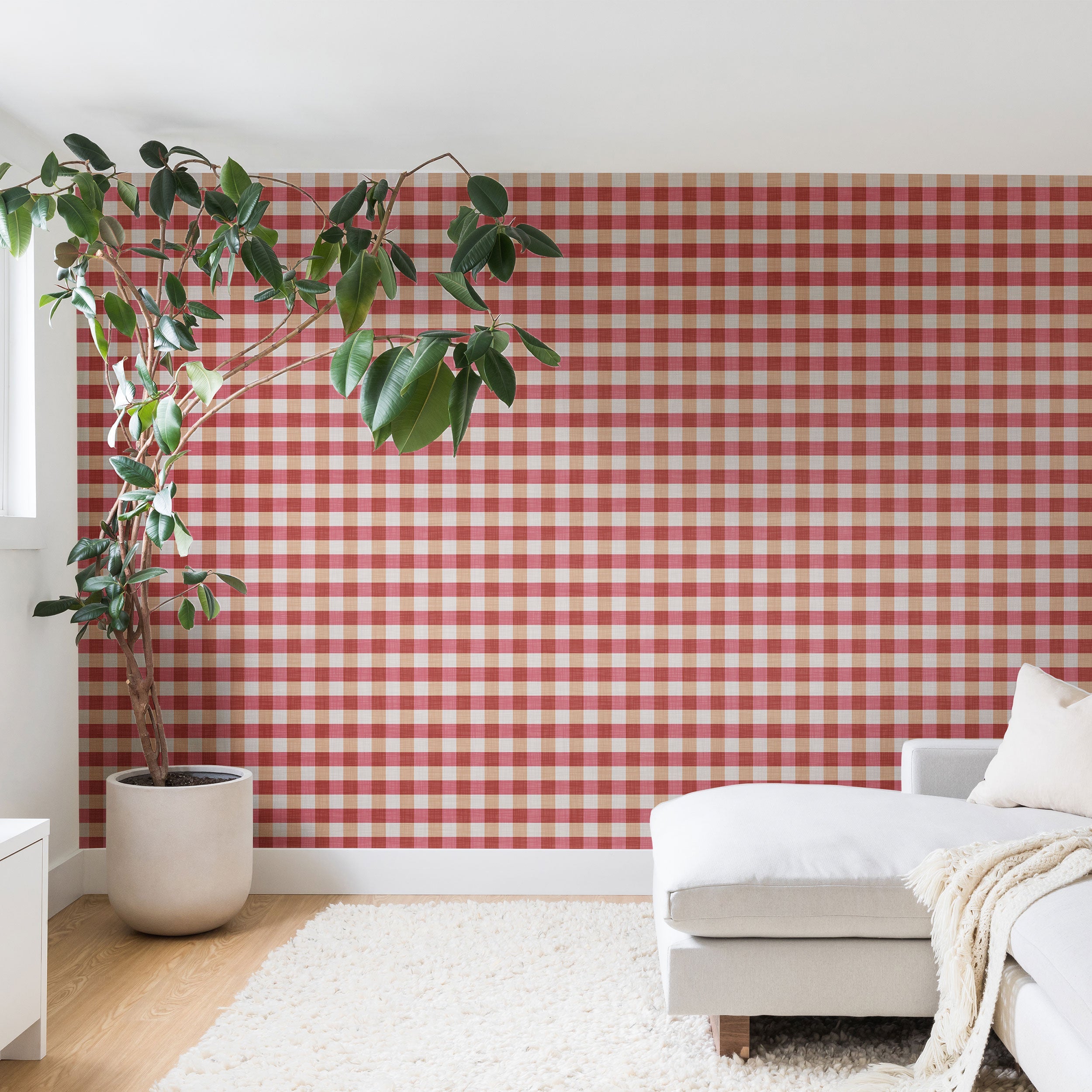 Avenie Cozy Gingham Wall Mural