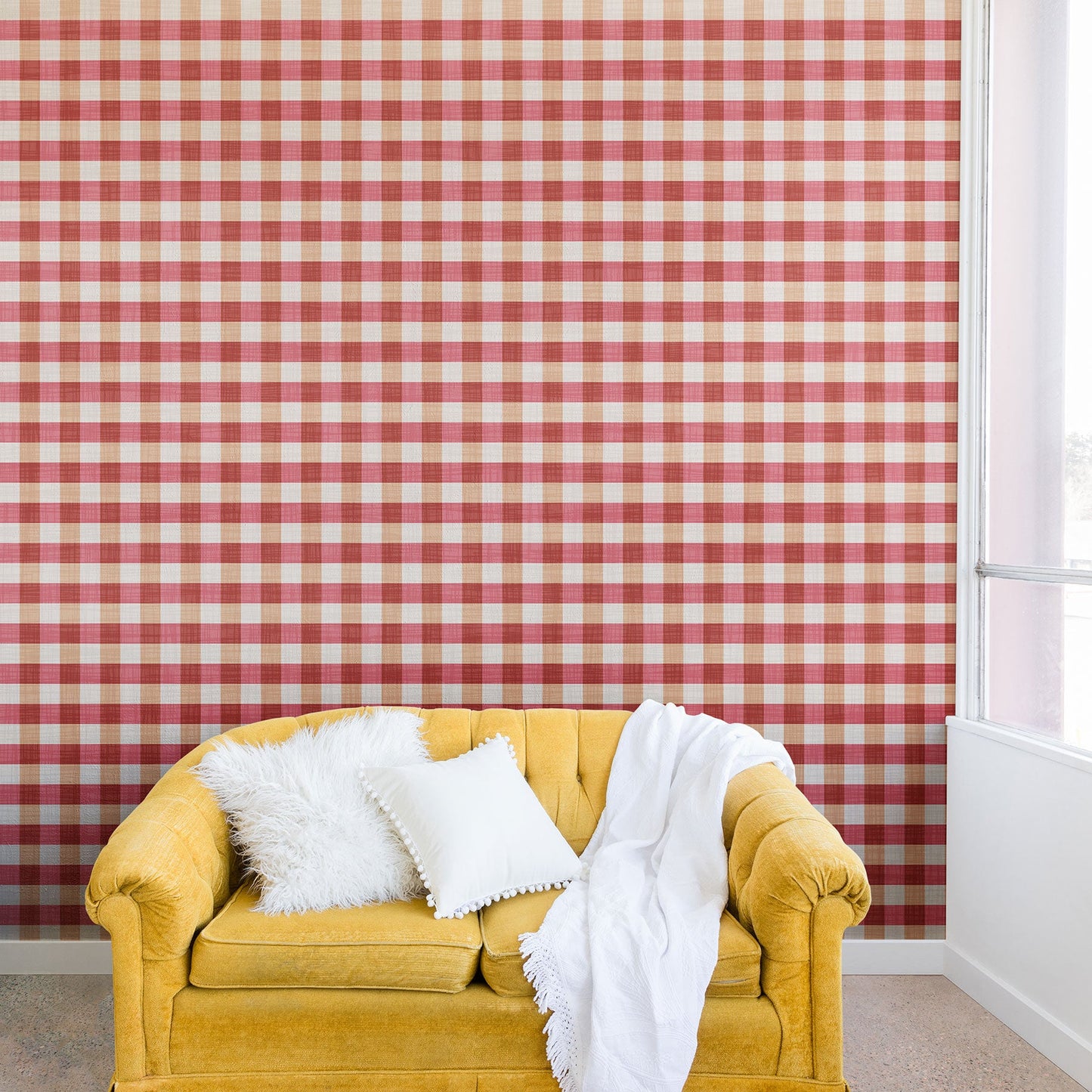 Avenie Cozy Gingham Wall Mural
