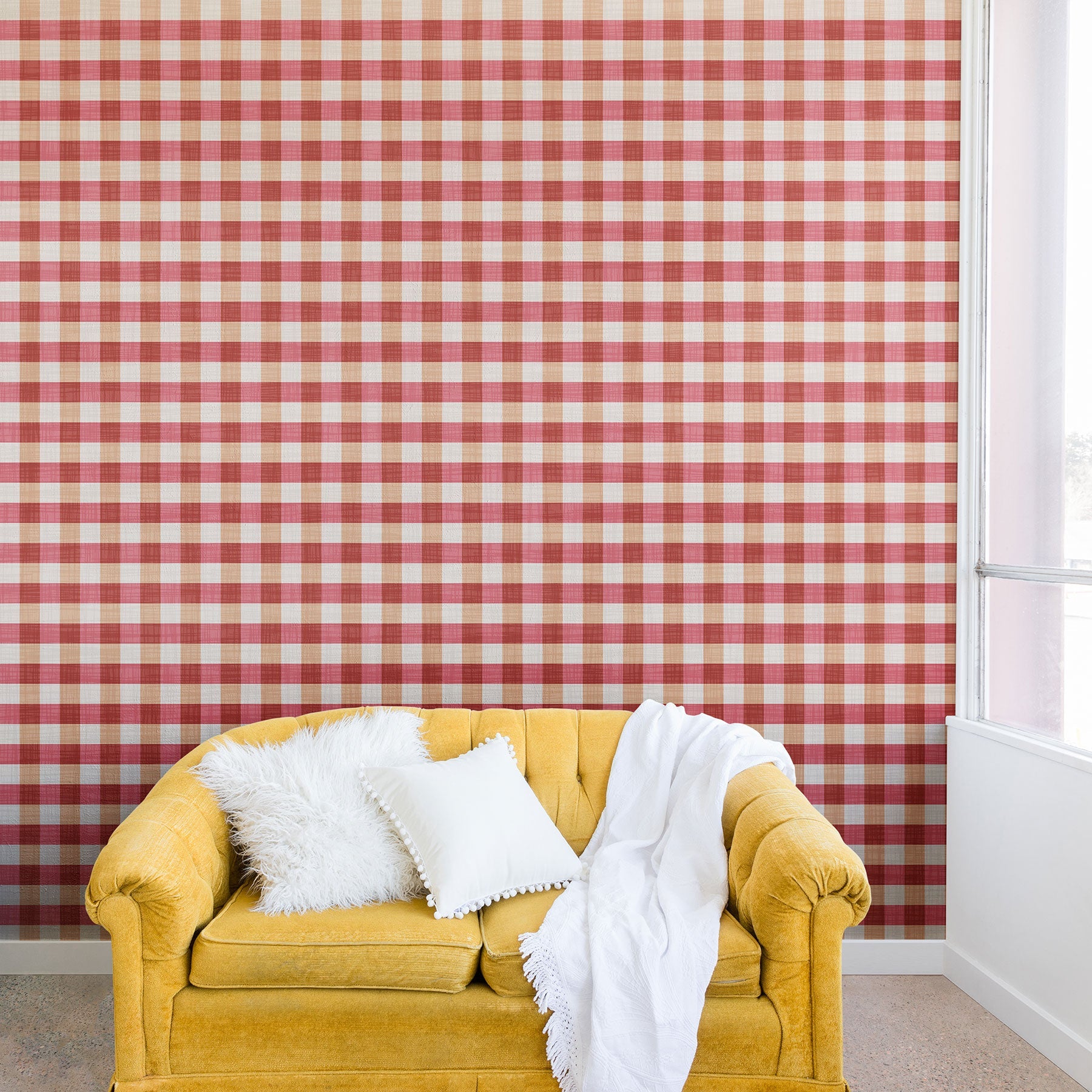 Avenie Cozy Gingham Wall Mural