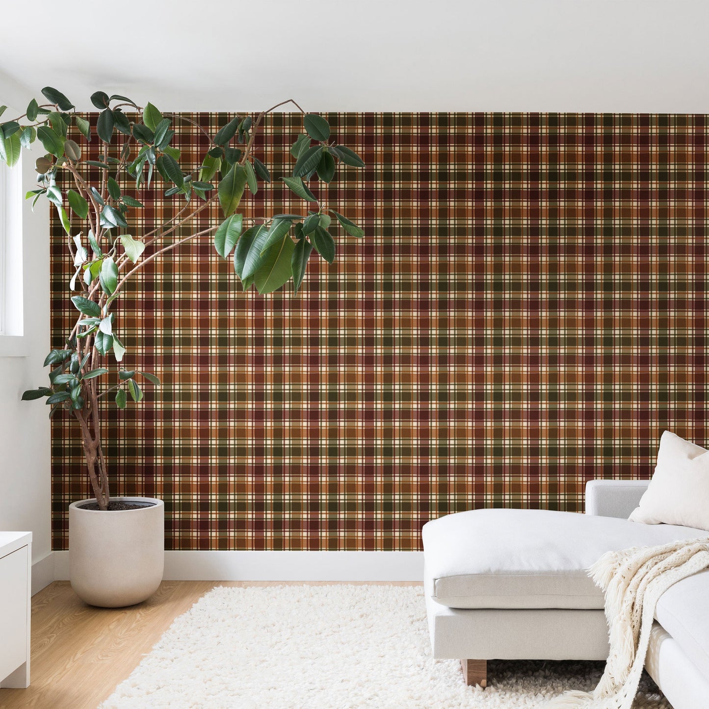 Avenie Cozy Vintage Plaid Wall Mural