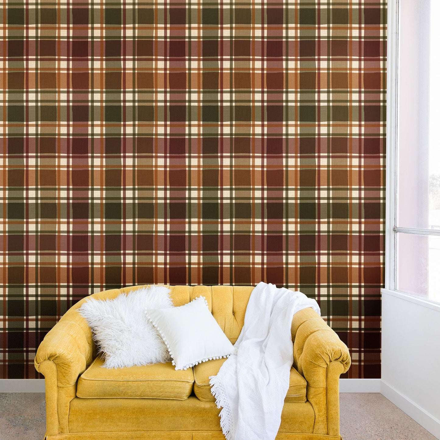 Avenie Cozy Vintage Plaid Wall Mural