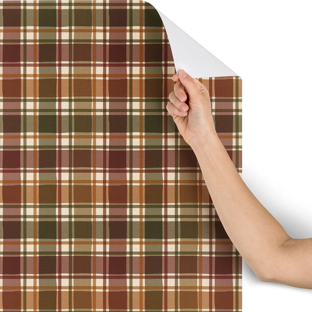 Avenie Cozy Vintage Plaid Wallpaper
