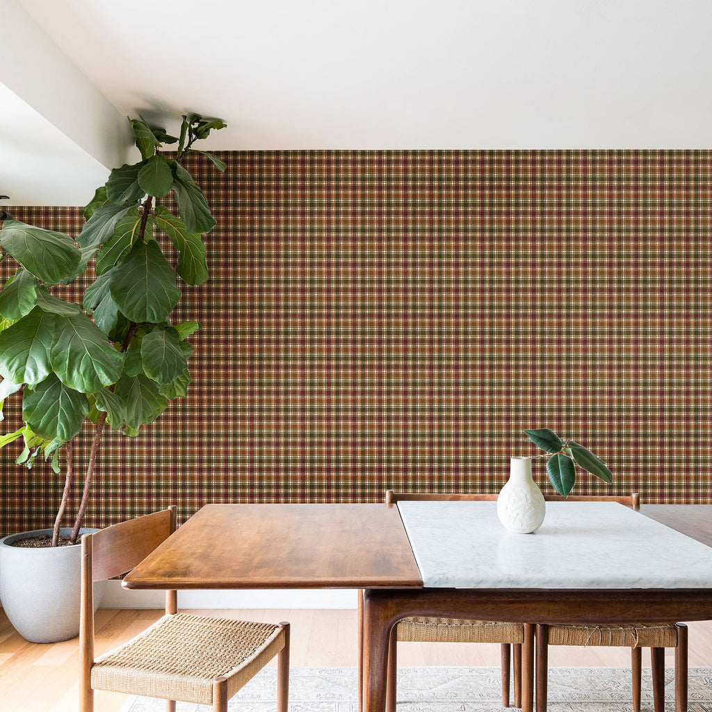 Avenie Cozy Vintage Plaid Wallpaper