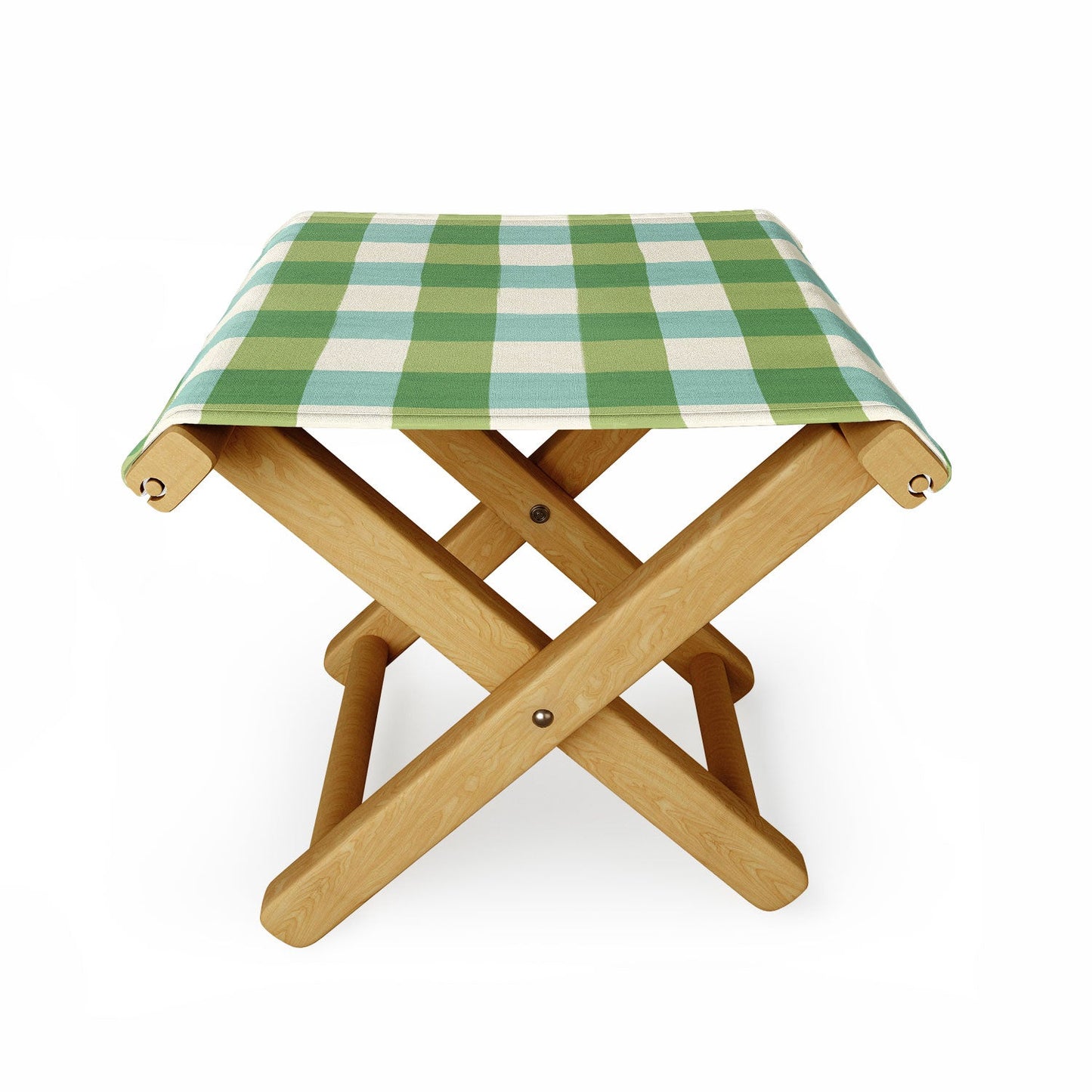 Avenie Fruit Salad Gingham Green Folding Stool