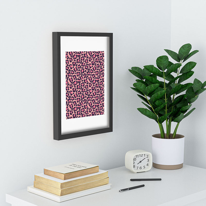 Avenie Leopard Print Coral Pink Recessed Framing Rectangle