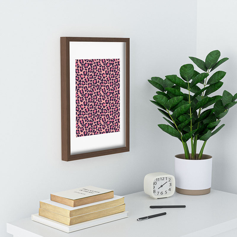 Avenie Leopard Print Coral Pink Recessed Framing Rectangle