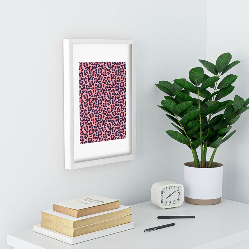Avenie Leopard Print Coral Pink Recessed Framing Rectangle