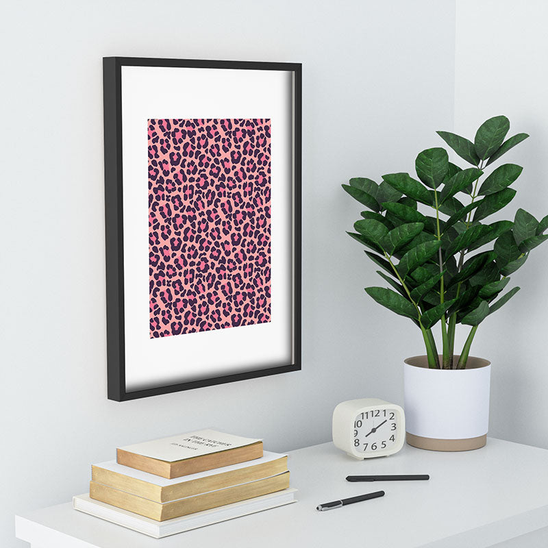 Avenie Leopard Print Coral Pink Recessed Framing Rectangle