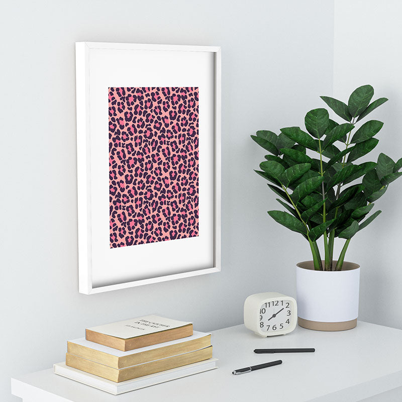 Avenie Leopard Print Coral Pink Recessed Framing Rectangle