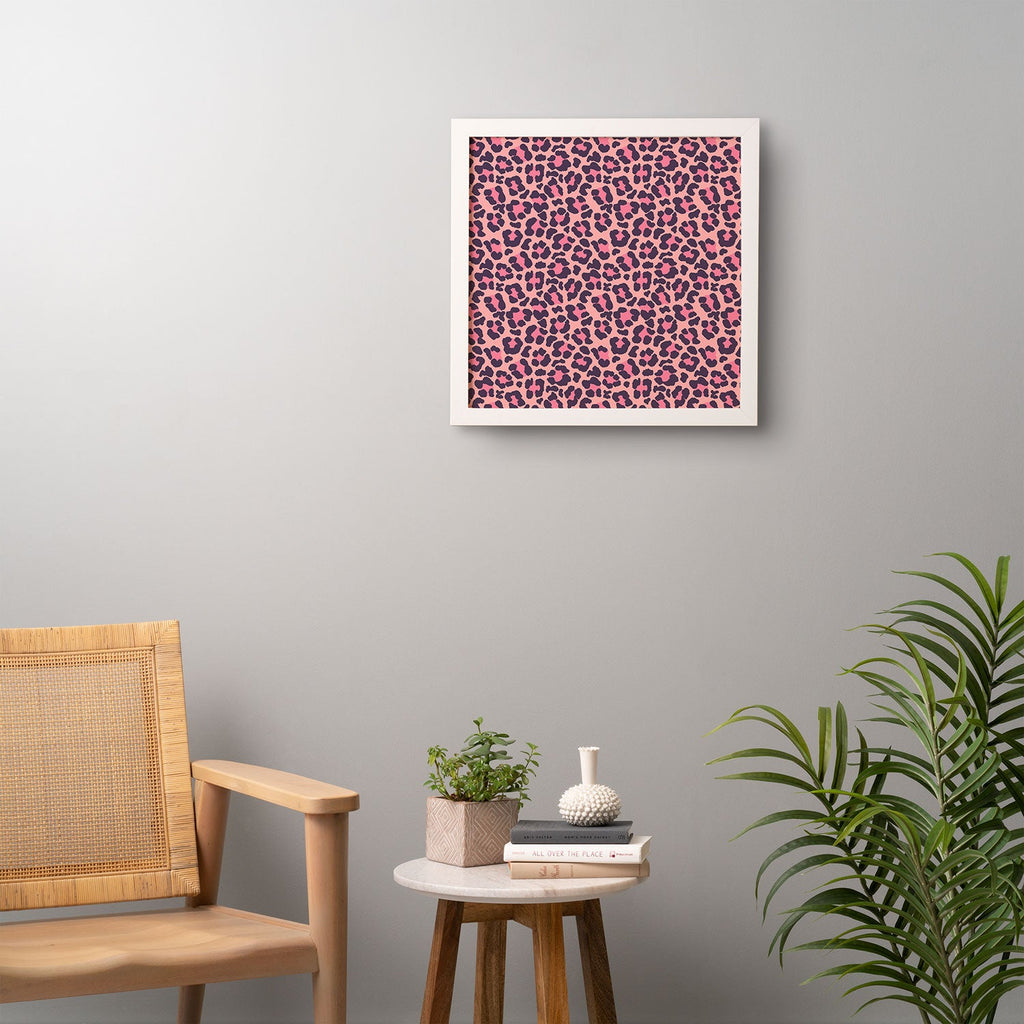 Avenie Leopard Print Coral Pink Framed Wall Art