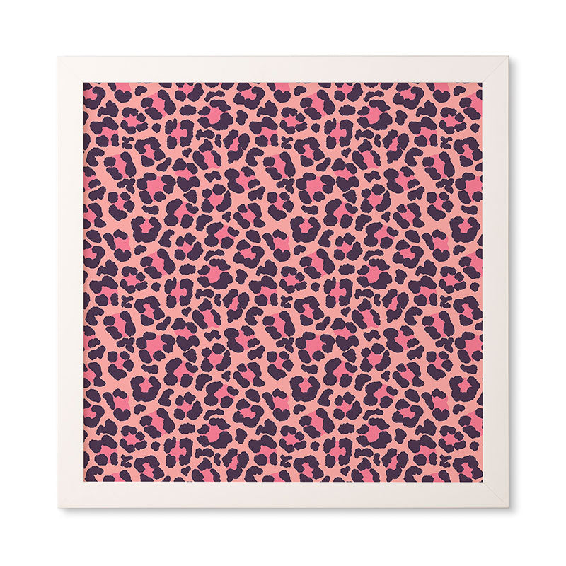 Avenie Leopard Print Coral Pink Framed Wall Art