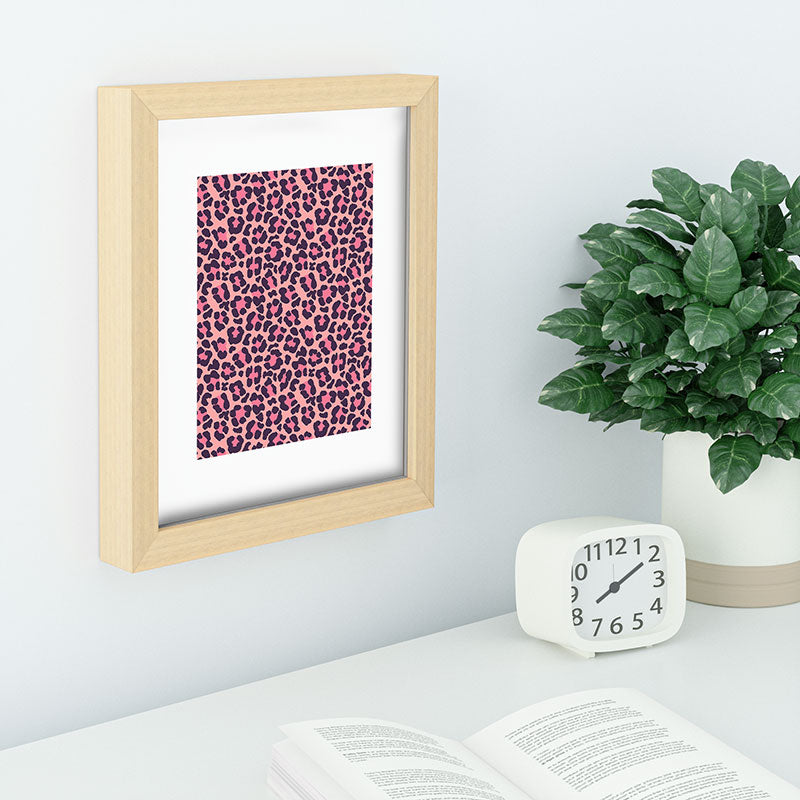 Avenie Leopard Print Coral Pink Recessed Framing Rectangle