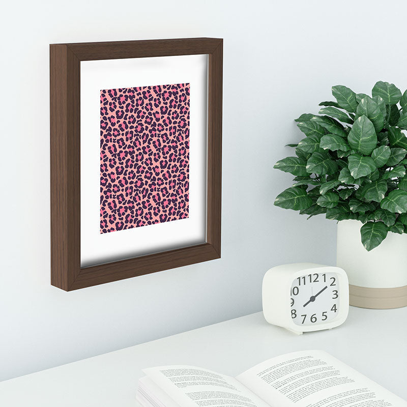 Avenie Leopard Print Coral Pink Recessed Framing Rectangle