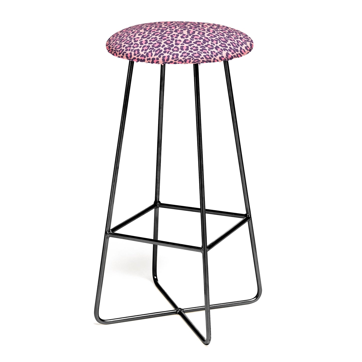 Avenie Leopard Print Coral Pink Bar Stool