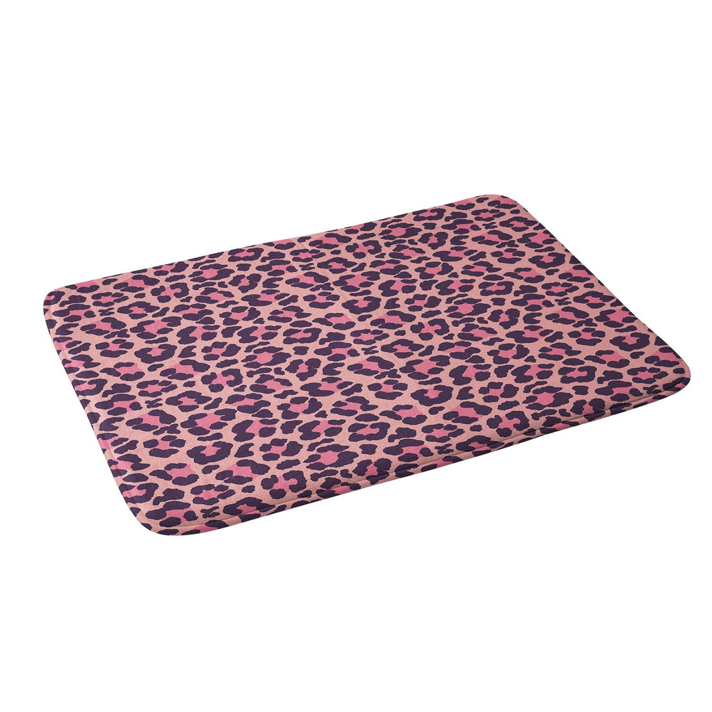 Avenie Leopard Print Coral Pink Memory Foam Bath Mat