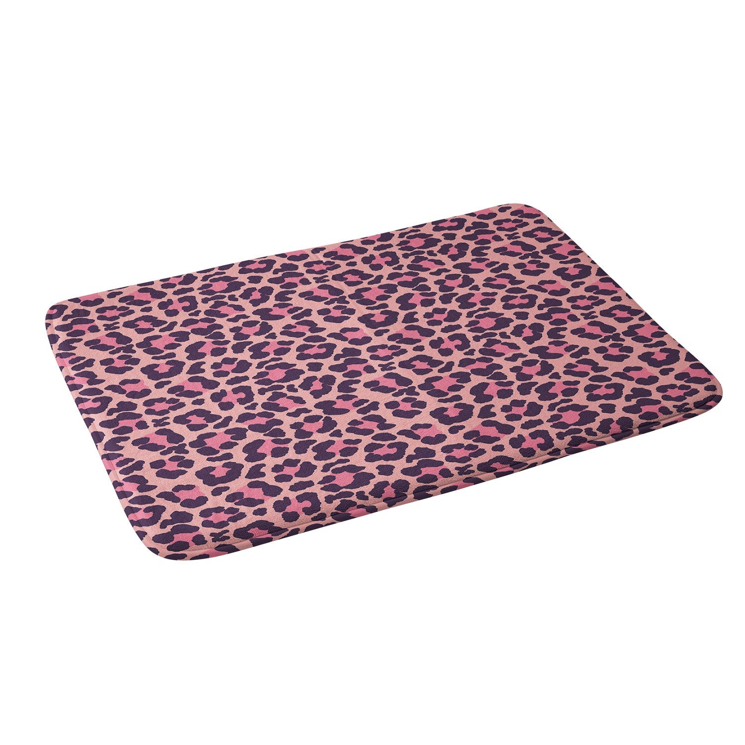 Avenie Leopard Print Coral Pink Memory Foam Bath Mat