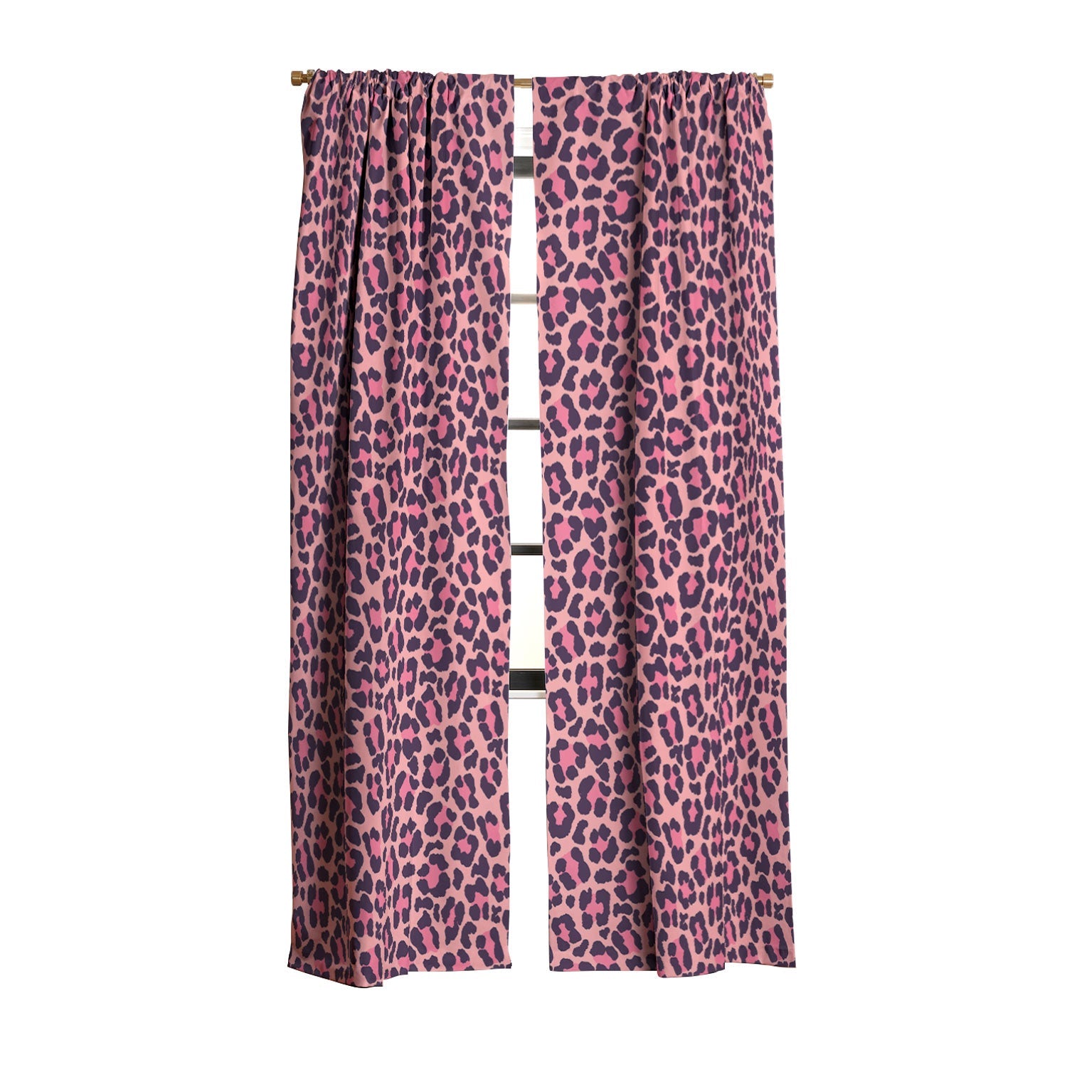 Avenie Leopard Print Coral Pink Blackout Window Curtain