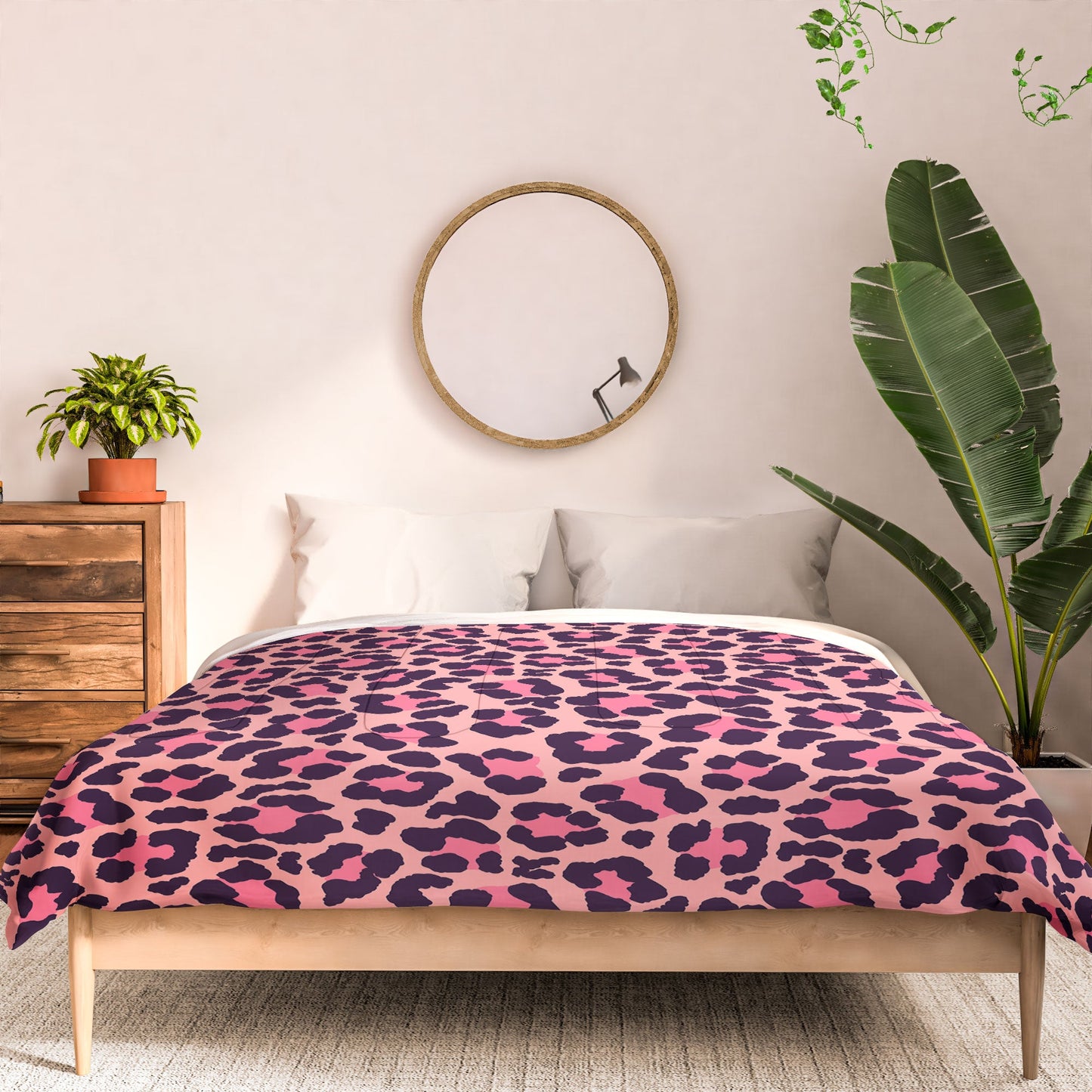 Avenie Leopard Print Coral Pink Comforter