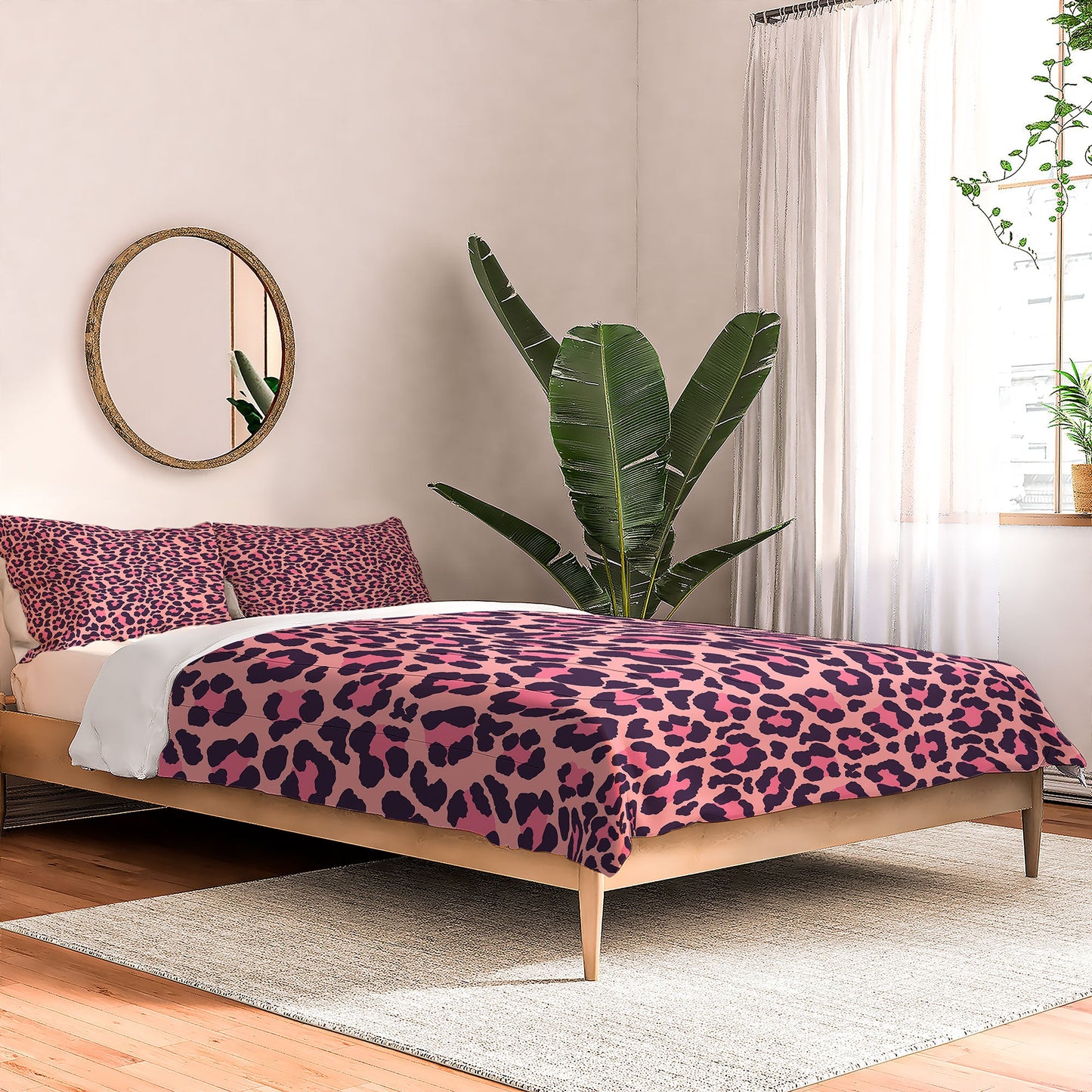 Avenie Leopard Print Coral Pink Comforter