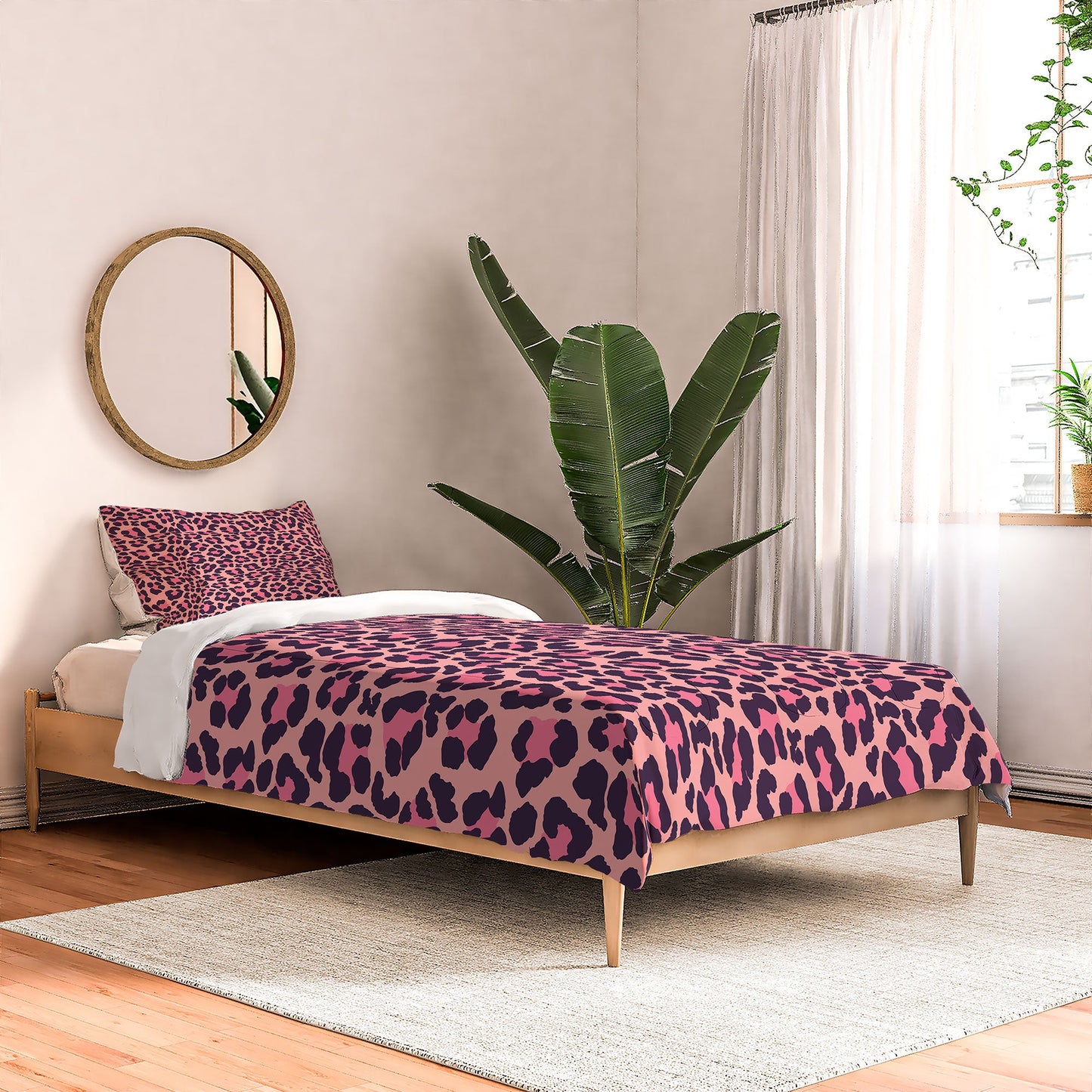 Avenie Leopard Print Coral Pink Comforter