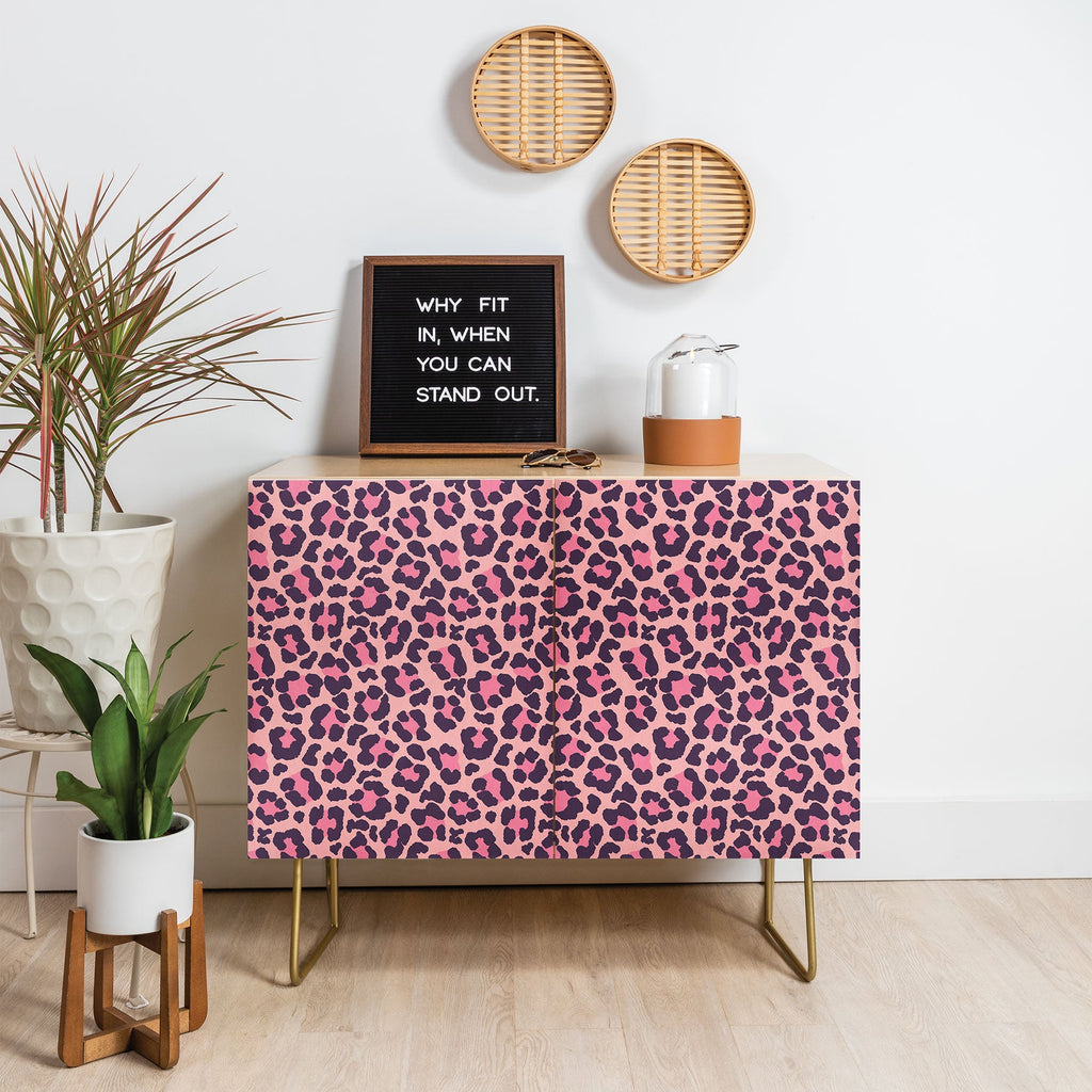 Avenie Leopard Print Coral Pink Credenza