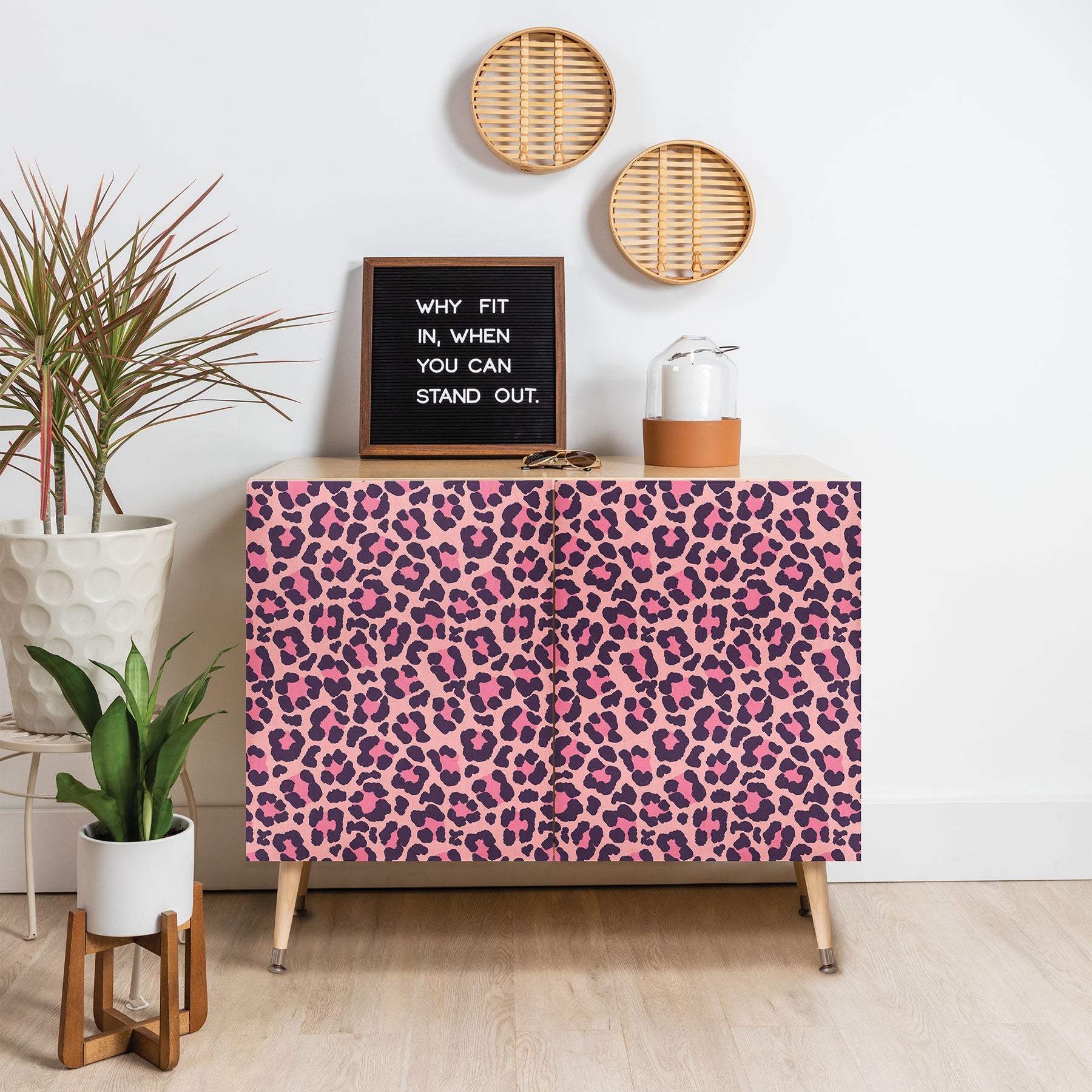 Avenie Leopard Print Coral Pink Credenza