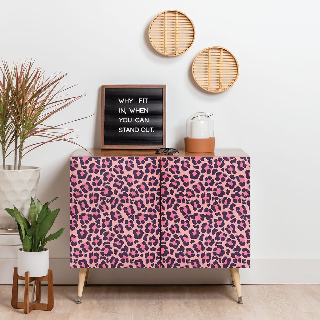 Avenie Leopard Print Coral Pink Credenza