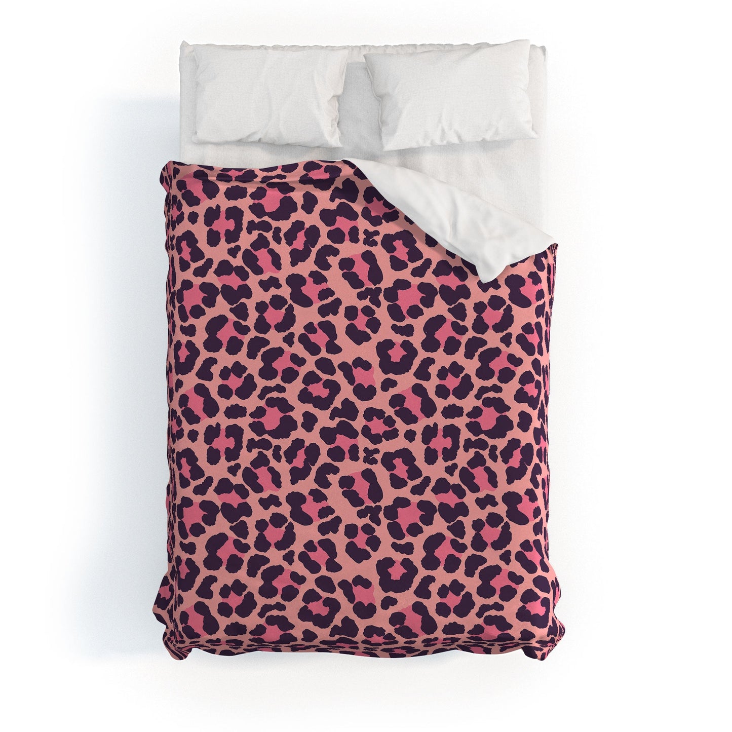 Avenie Leopard Print Coral Pink Duvet Cover