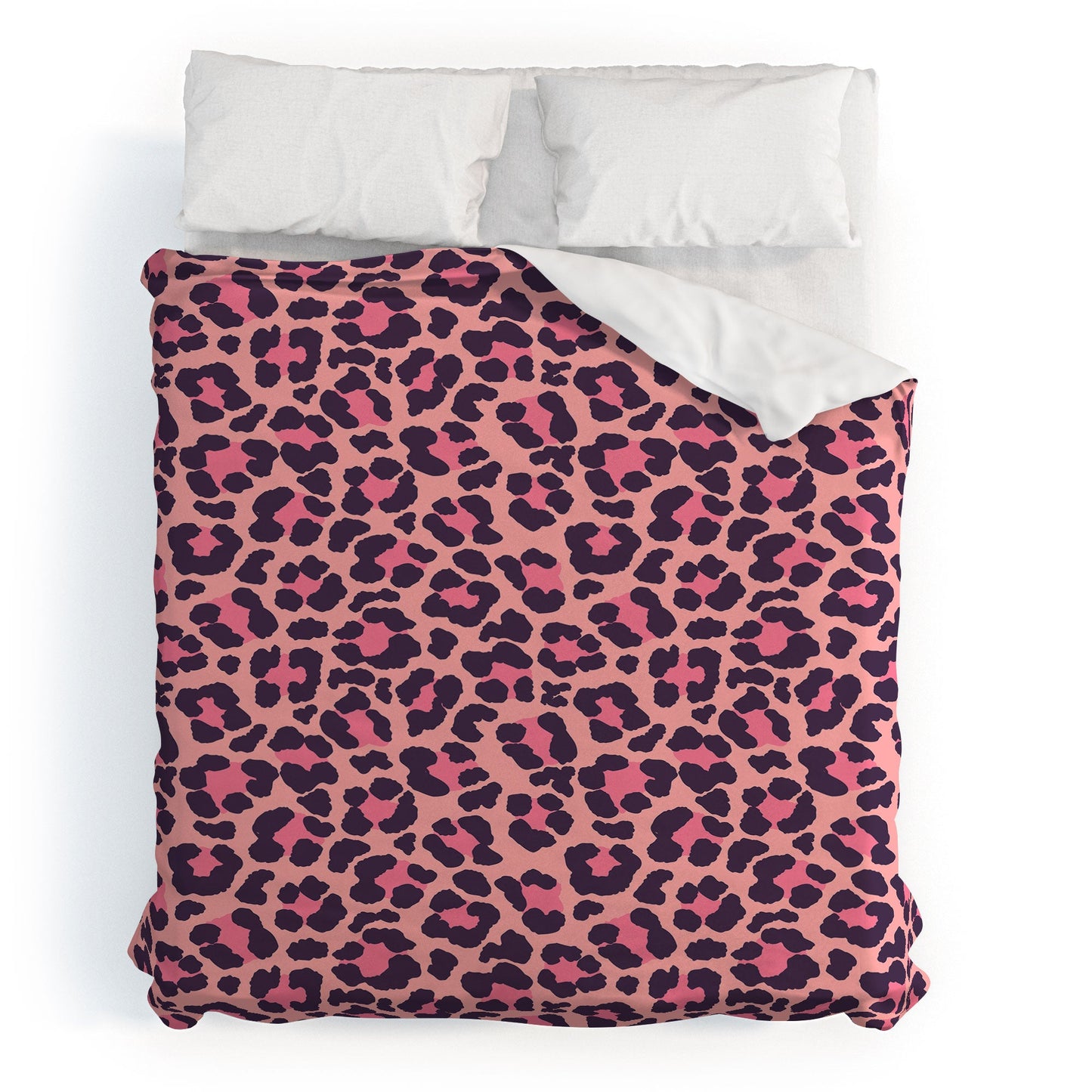 Avenie Leopard Print Coral Pink Duvet Cover