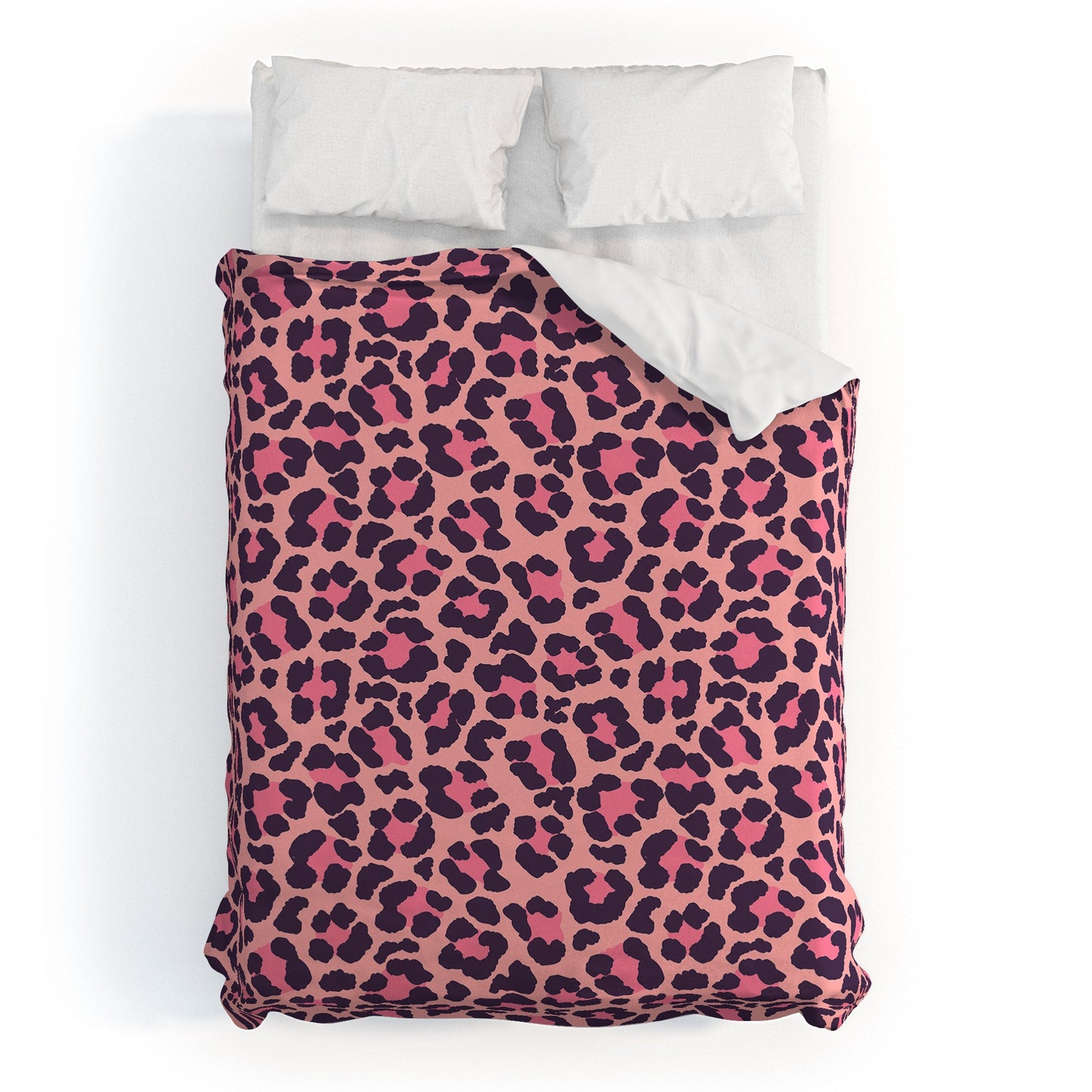 Avenie Leopard Print Coral Pink Duvet Cover