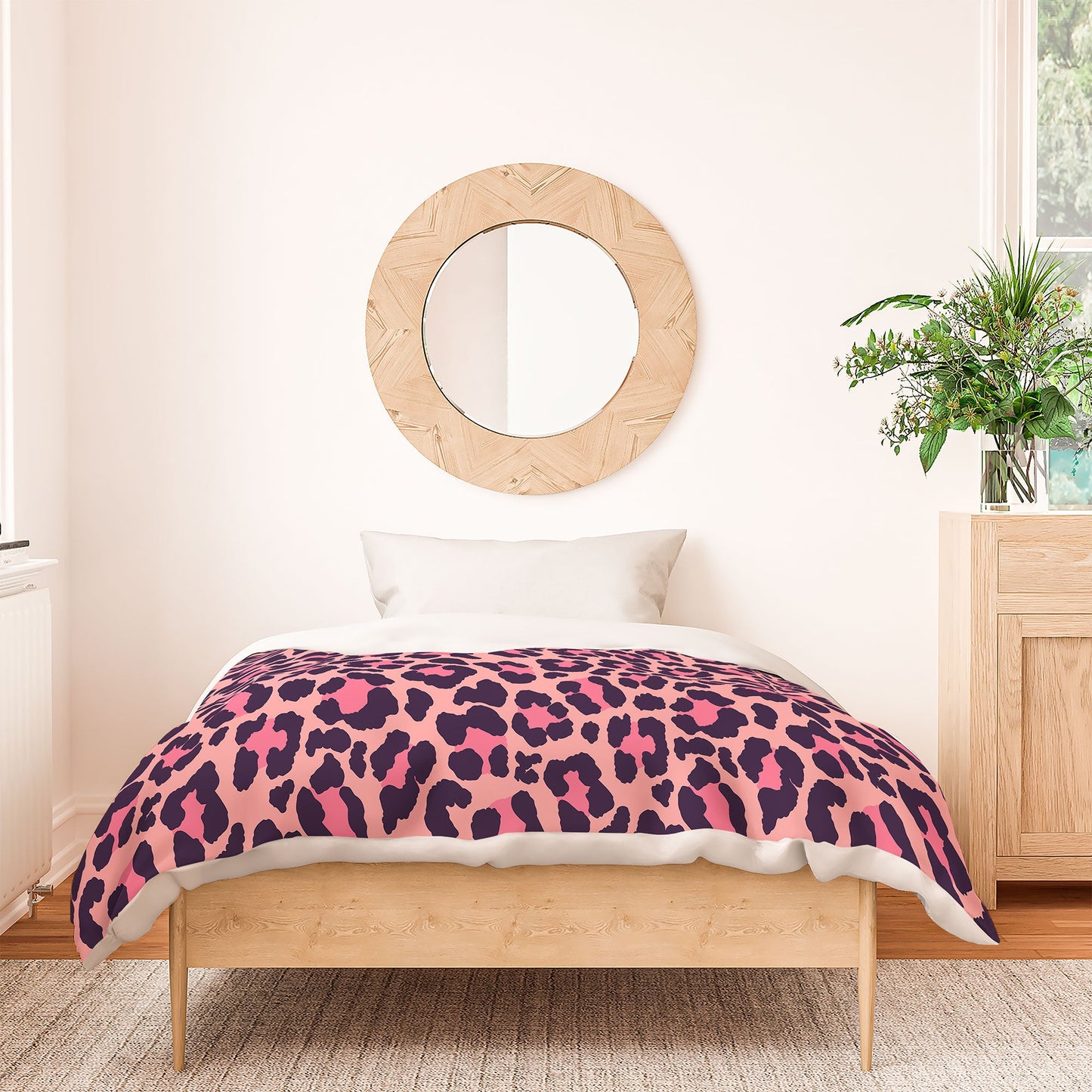 Avenie Leopard Print Coral Pink Duvet Cover