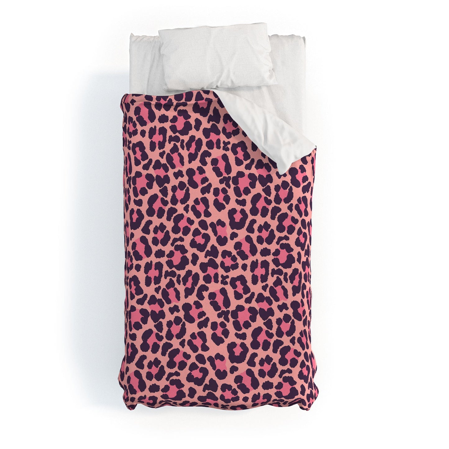 Avenie Leopard Print Coral Pink Duvet Cover