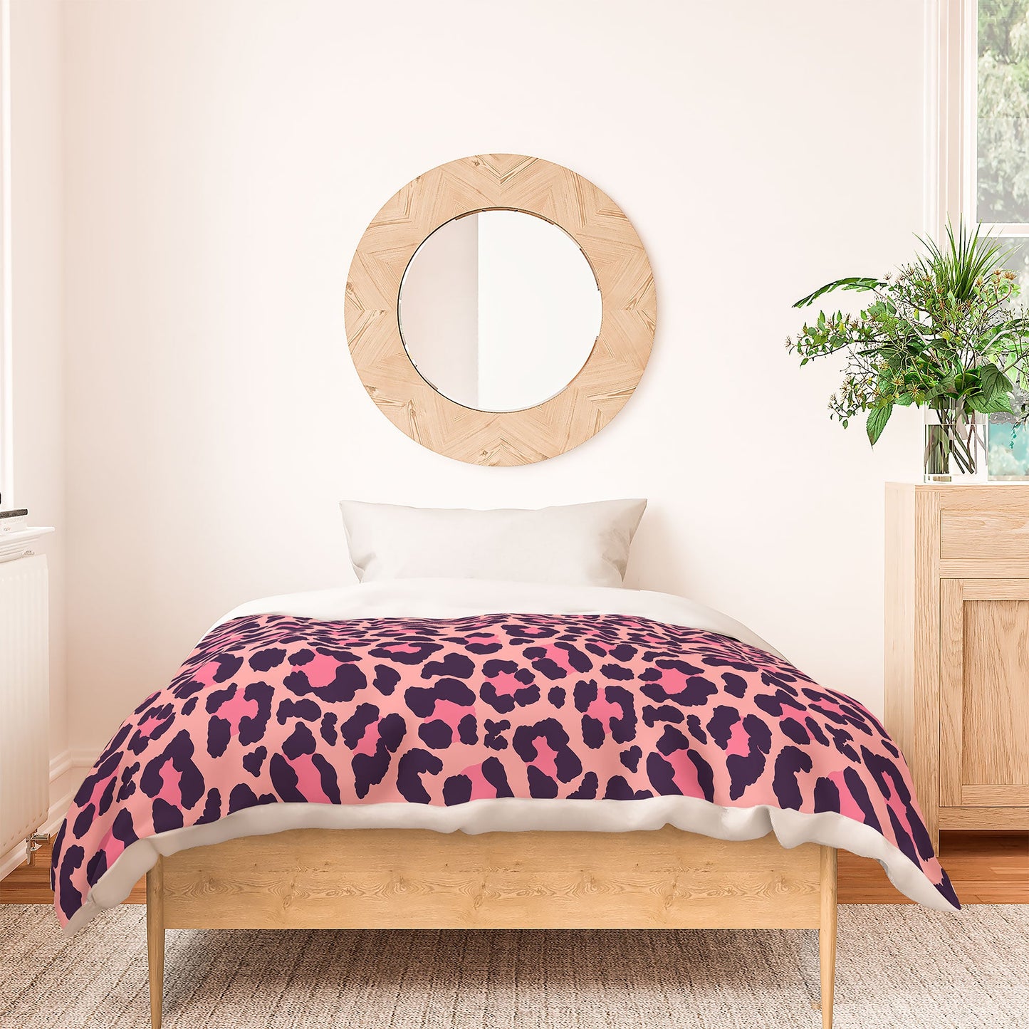 Avenie Leopard Print Coral Pink Duvet Cover