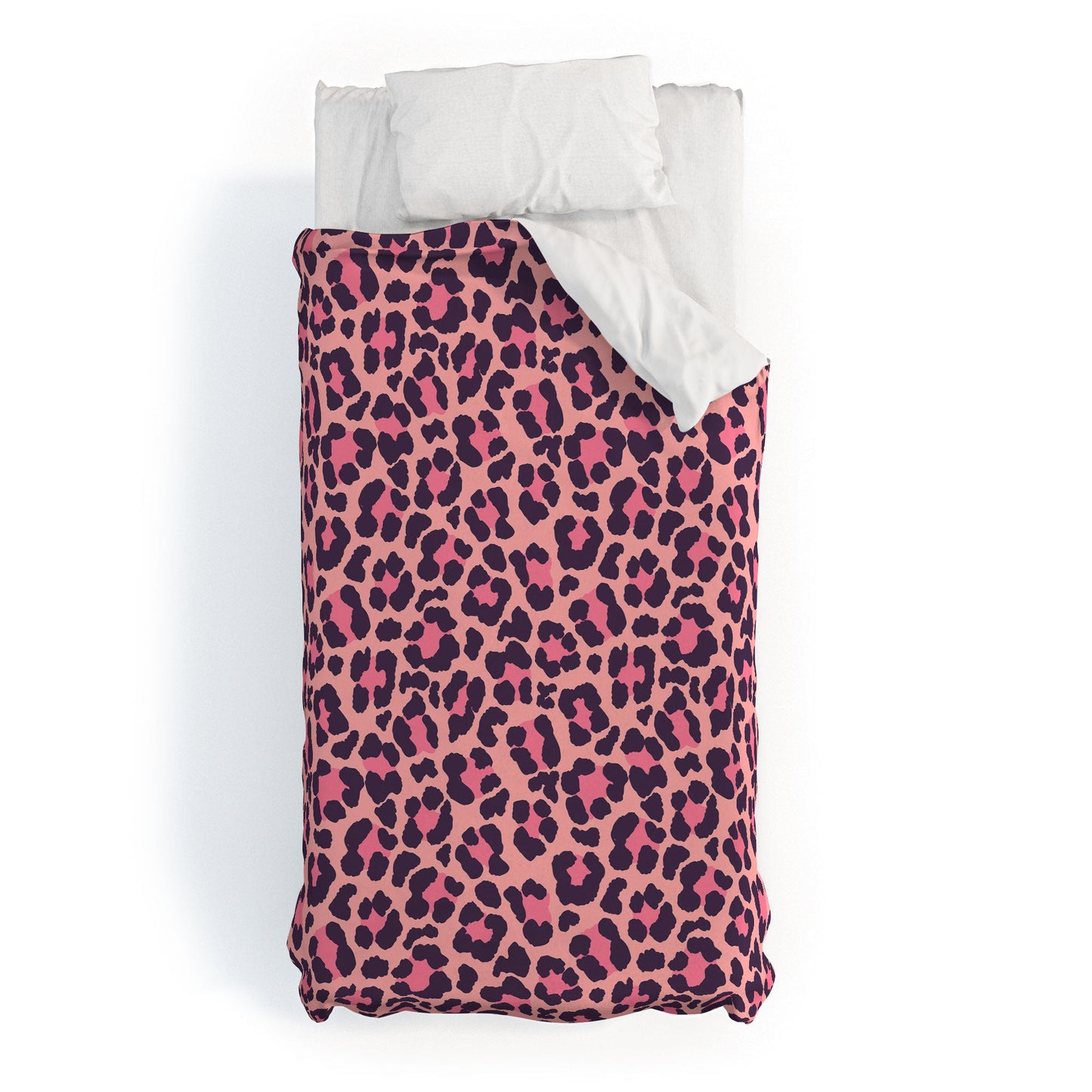 Avenie Leopard Print Coral Pink Duvet Cover
