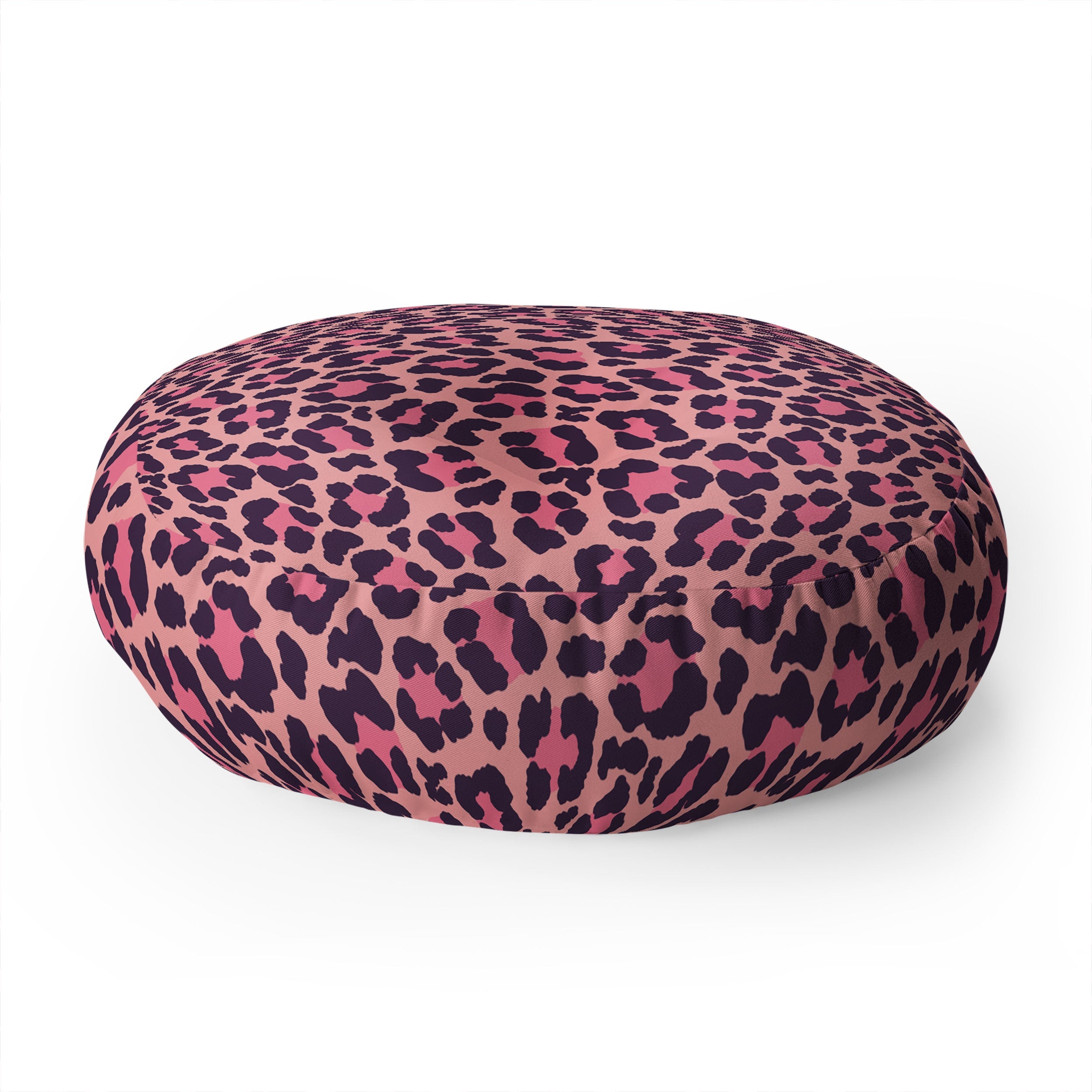 Avenie Leopard Print Coral Pink Floor Pillow Round