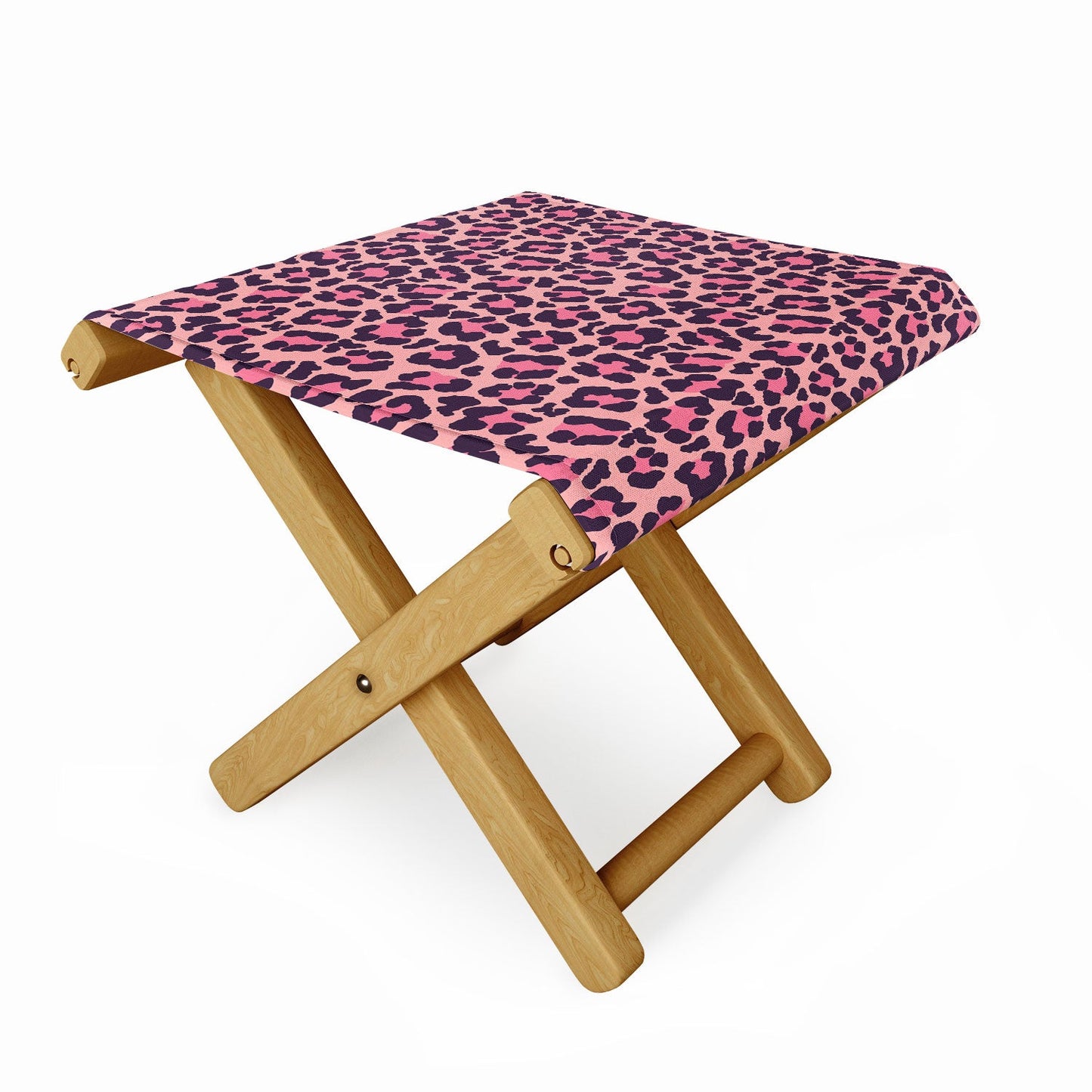 Avenie Leopard Print Coral Pink Folding Stool