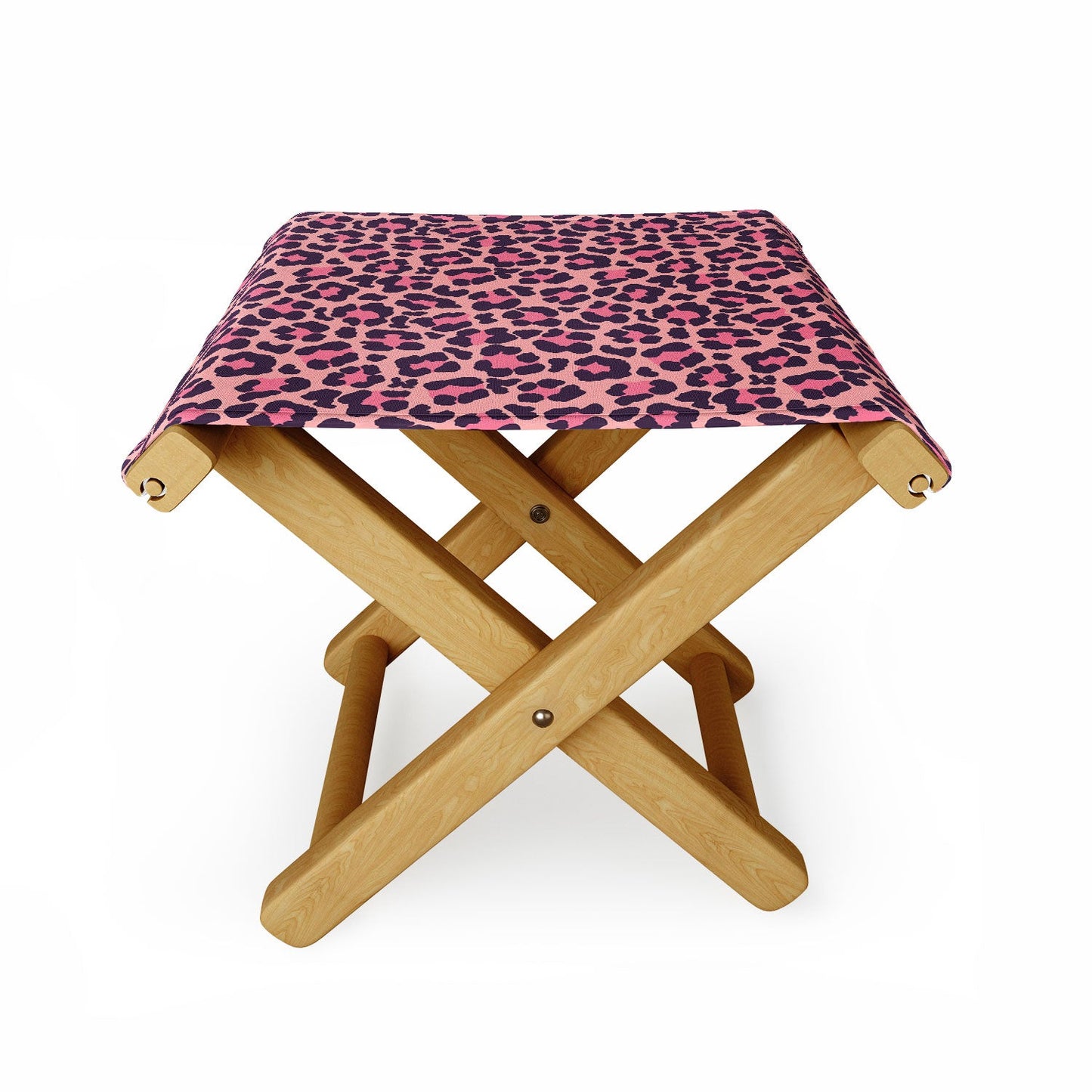 Avenie Leopard Print Coral Pink Folding Stool