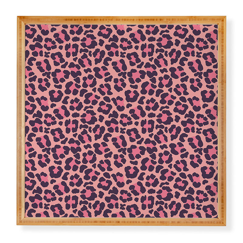 Avenie Leopard Print Coral Pink Framed Wall Art