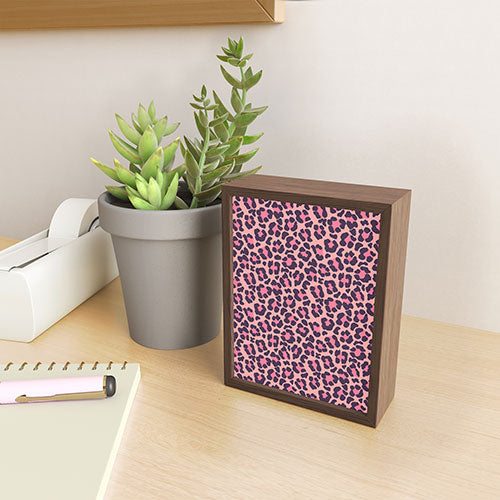 Avenie Leopard Print Coral Pink Framed Mini Art Print