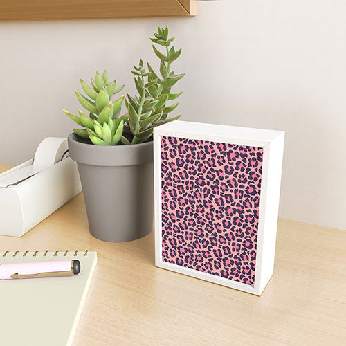 Avenie Leopard Print Coral Pink Framed Mini Art Print