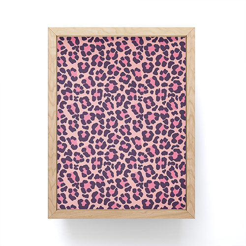 Avenie Leopard Print Coral Pink Framed Mini Art Print