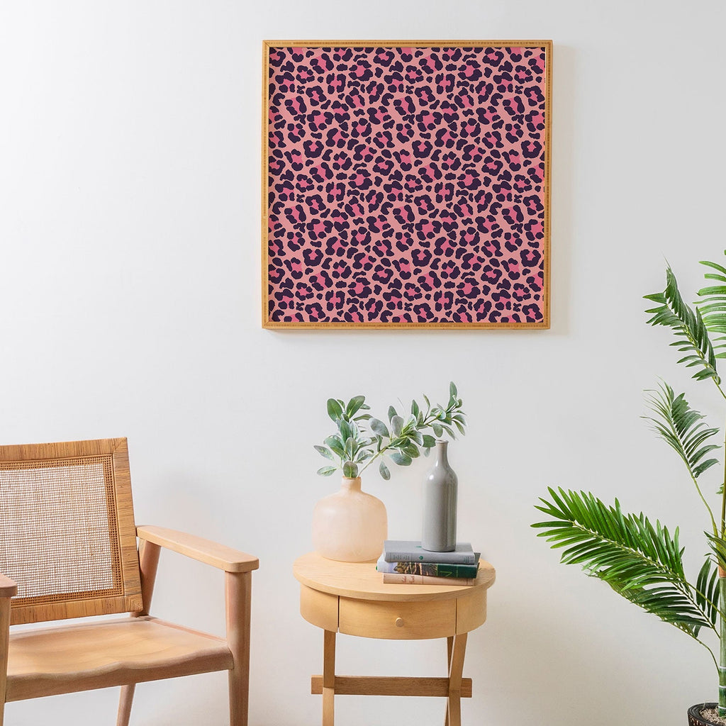 Avenie Leopard Print Coral Pink Framed Wall Art