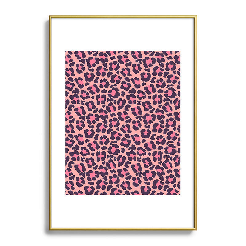 Avenie Leopard Print Coral Pink Metal Framed Art Print