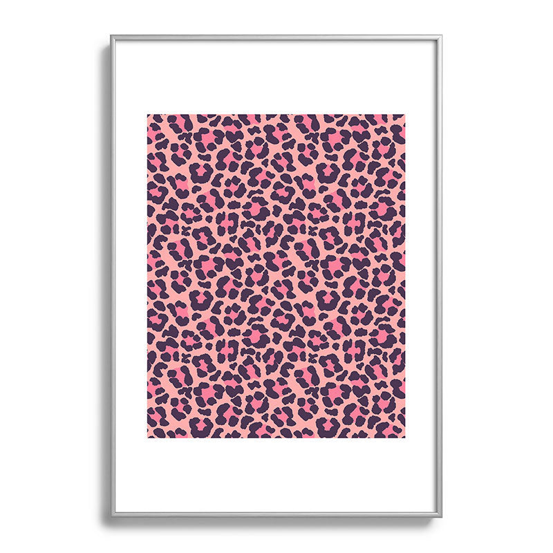 Avenie Leopard Print Coral Pink Metal Framed Art Print