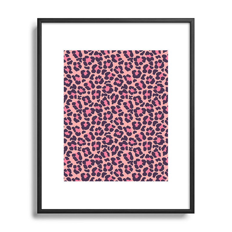 Avenie Leopard Print Coral Pink Metal Framed Art Print