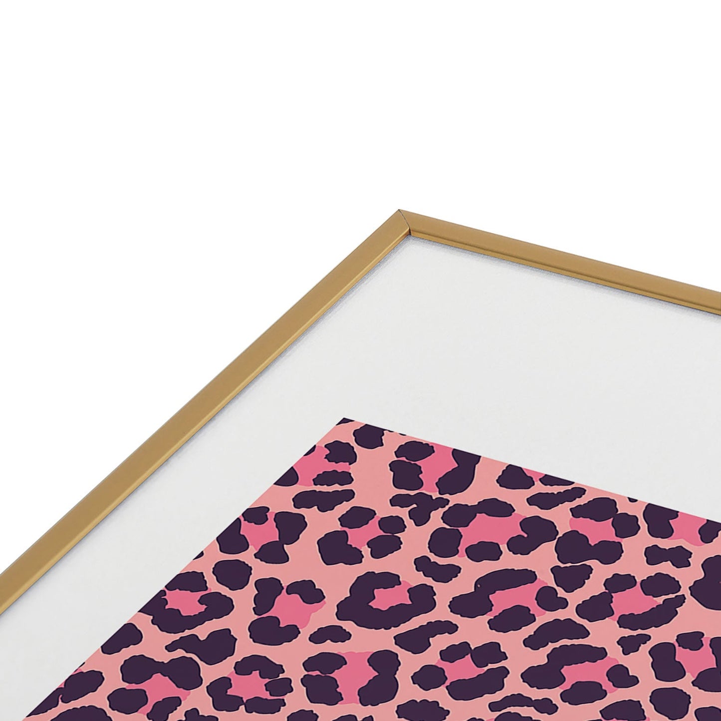 Avenie Leopard Print Coral Pink Metal Framed Art Print